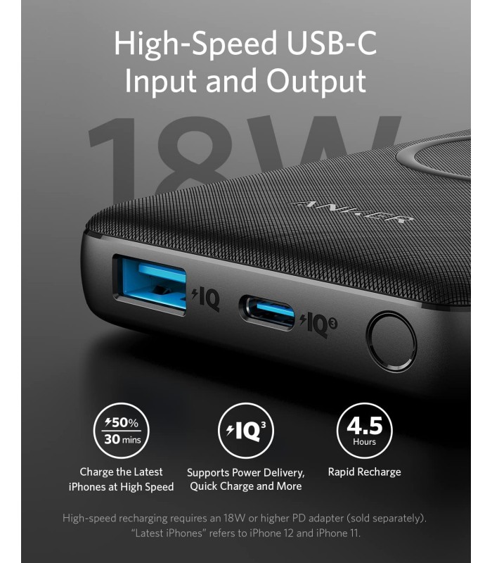 پاوربانک ۱۰ هزار وایرلس انکر مدل Anker PowerCore III Sense-A1617