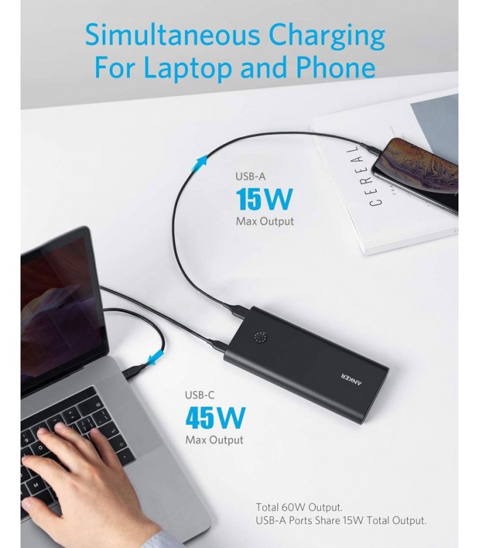 پاوربانک ۲۶۸۰۰ شارژر انکر مدل PowerCore+ 26800 PD 45W-B1376L11