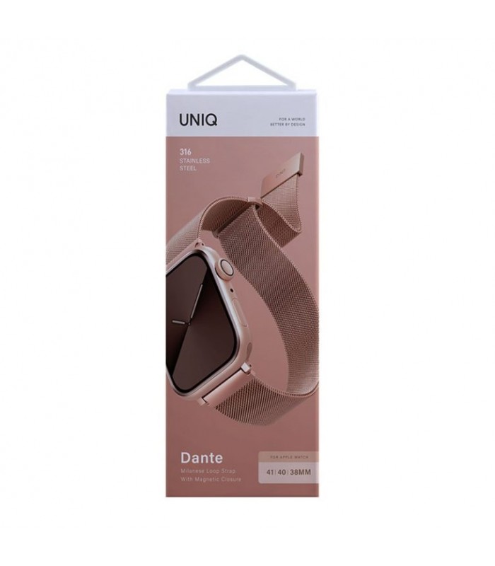 بند میلانس لوپ یونیک اپل واچ‌ مدل UNIQ Dante Steel Strap 38/40/41mm رزگلد