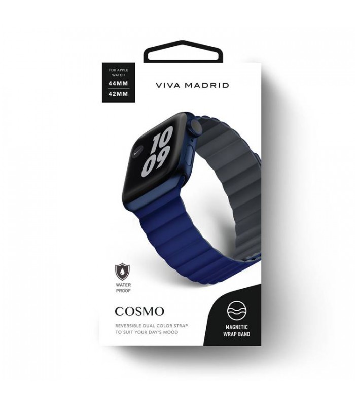 بند دورو اپل واچ  ویوا مادرید مدل Viva Madrid Cosmo Reversible 42/44/45mm-آبی/طوسی-BLUGRY44