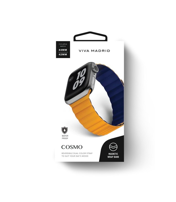 بند دورو اپل واچ  ویوا مادرید مدل Viva Madrid Cosmo Reversible 42/44/45mm-نارنجی/آبی-ORGBLU44