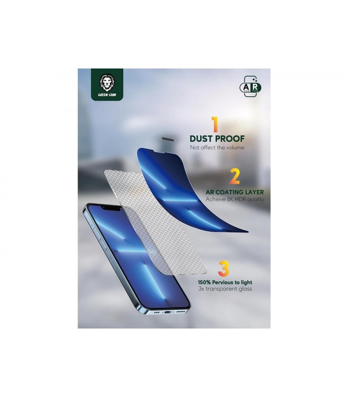 گلس آنتی رفلکس گرین مدل Anti-Reflective Transparent Glass مناسب برای گوشی 13 Pro Max