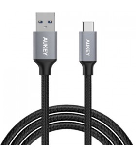 کابل ۱ متری USB-C به USB-A آکی مدل Braided CB-CD2-خاکستری
