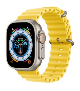 اپل واچ اولترا رنگ تیتانیوم با بند اوشن زرد