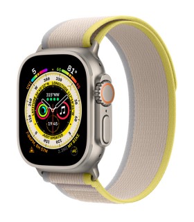 اپل واچ اولترا رنگ تیتانیوم با بند تریل لوپ زرد/بژ