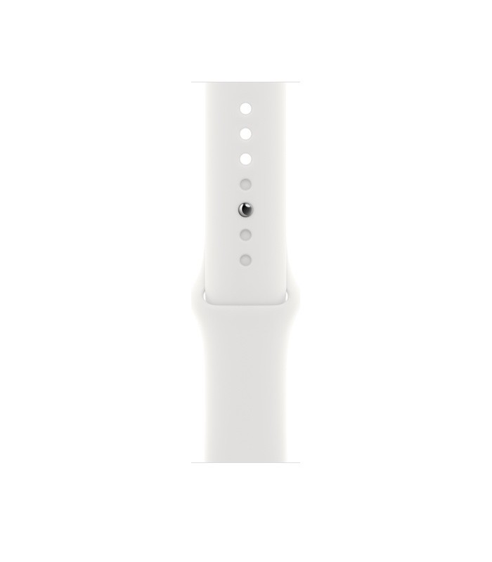 اپل واچ SE 2 سایز ۴۴ میلیمتر با بدنه آلومینیومی نقره‌ای و بند سیلیکونی سفید